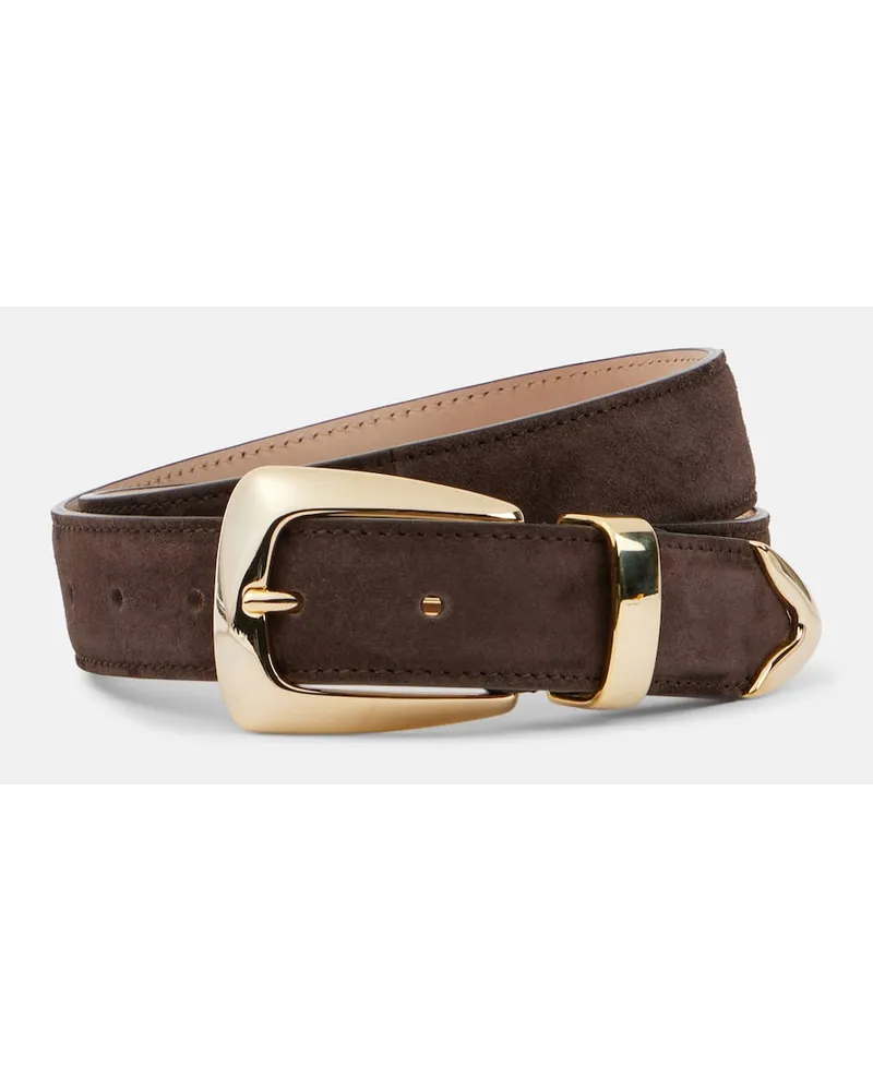 KHAITE Cintura Benny in suede Marrone