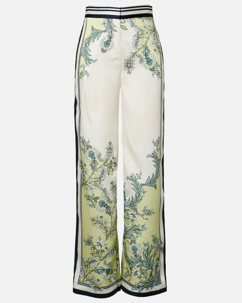 Veronica Beard Pantaloni palazzo Grigore in twill Verde