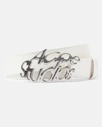 Acne Studios Cintura in pelle con logo Bianco