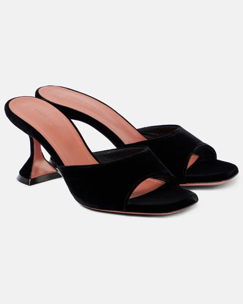 Amina Muaddi Mules Lupita 70 in velluto Nero