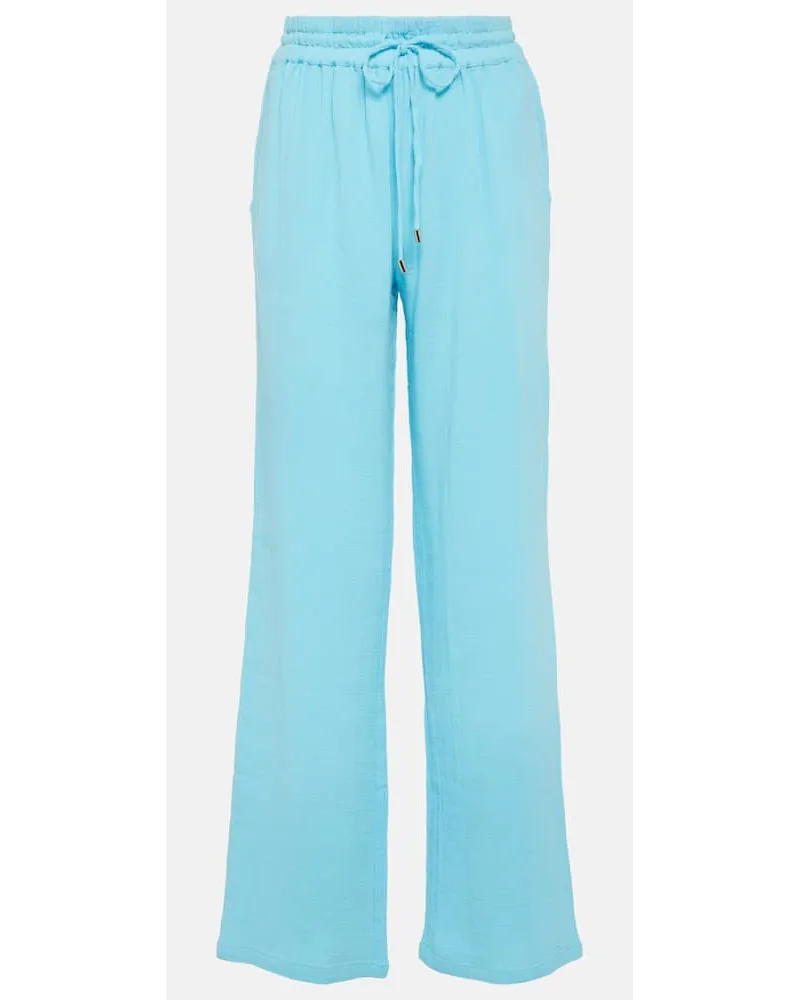 Melissa Odabash Pantaloni Krissy in cotone a gamba larga Blu