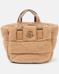 Moncler Borsa Caradoc Mini in pelliccia sintetica Beige