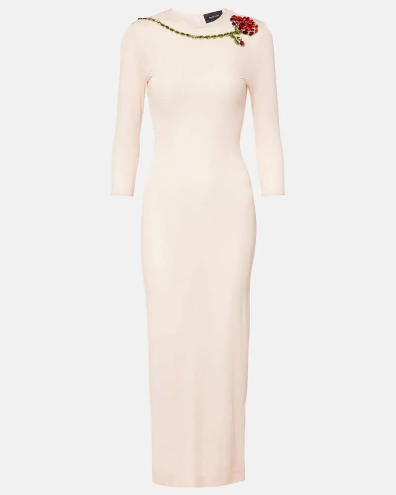 Simone Rocha Abito midi in mesh con cristalli Beige