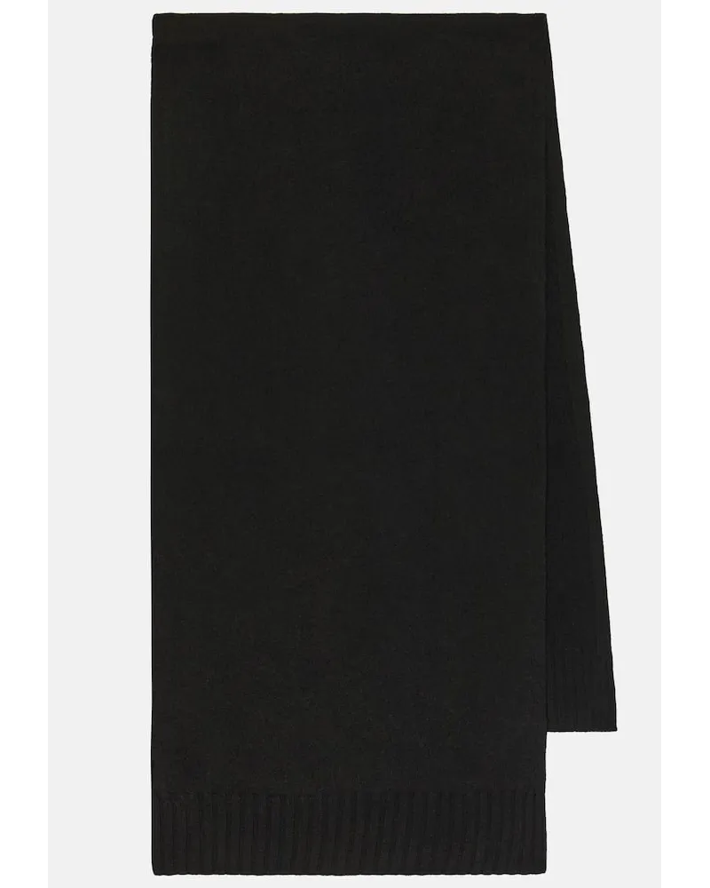 Jil Sander Sciarpa in lana con dettaglio a coste Nero