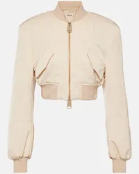 KHAITE Bomber cropped Reggie in raso Bianco