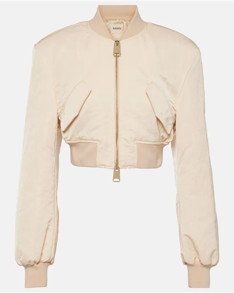 KHAITE Bomber cropped Reggie in raso Bianco