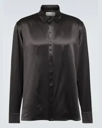 Saint Laurent Camicia Yves in raso di seta Nero