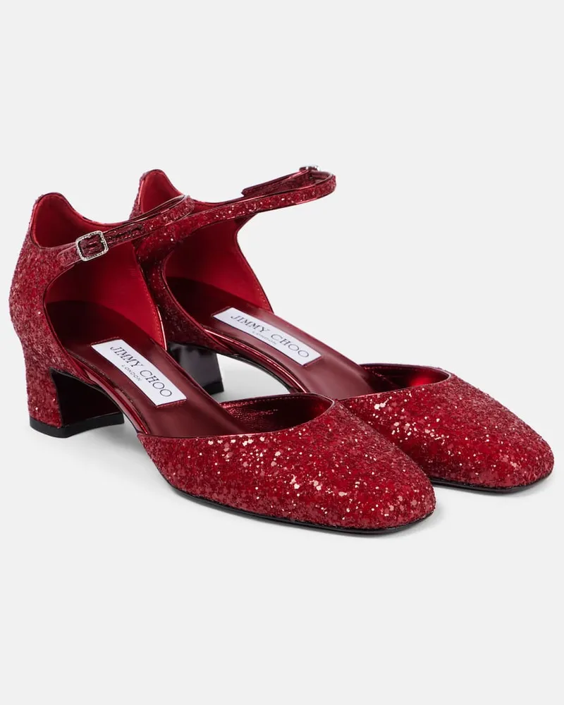 Jimmy Choo Pumps Pixie 45 con glitter Rosso