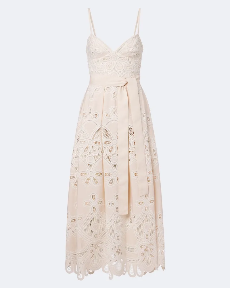 Elie Saab Abito midi con ricamo Beige