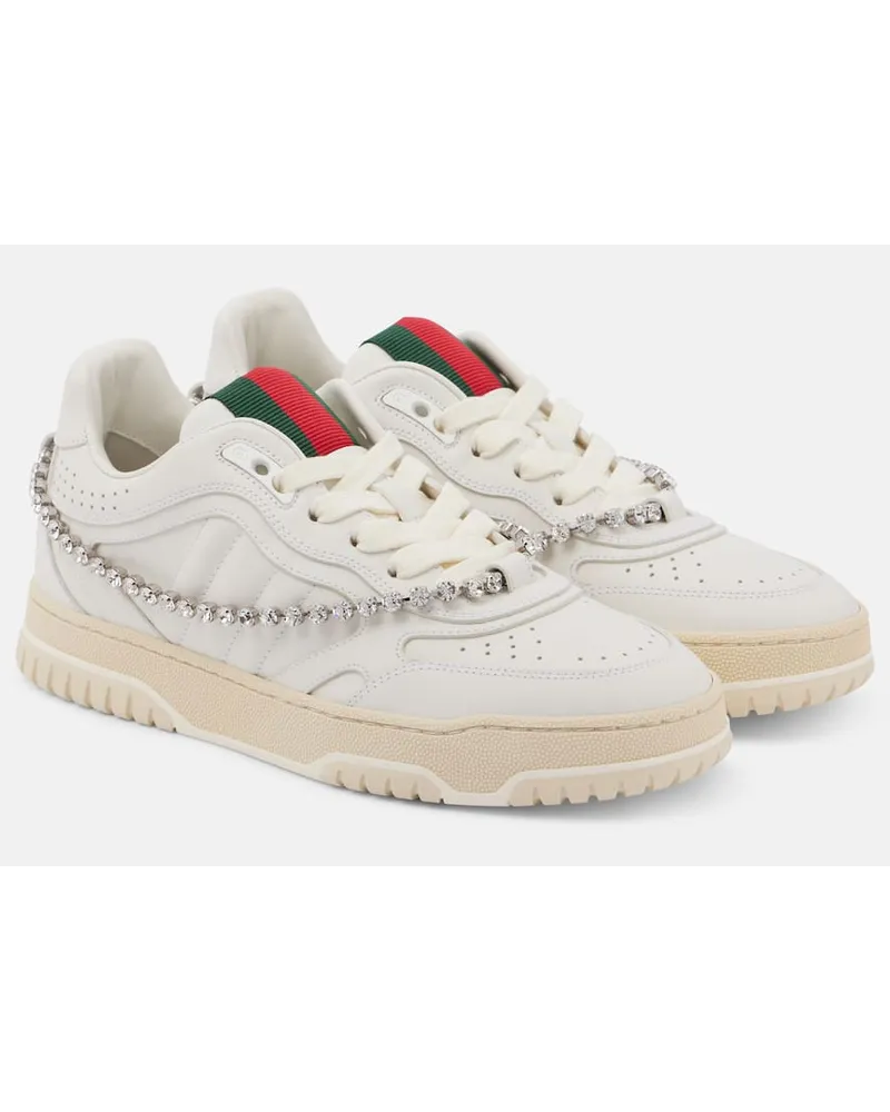 Gucci Sneakers Gucci Re-Web in pelle con cristalli Bianco