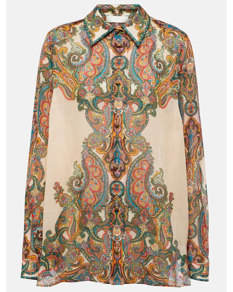 Zimmermann Camicia oversize Ottie con stampa paisley Beige