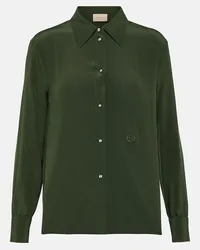 Gucci Camicia in seta crêpe de chine Verde