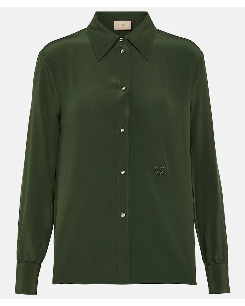 Gucci Camicia in seta crÃªpe de chine Verde