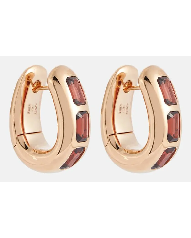 Pomellato Orecchini Iconica in oro rosa 18kt con granati piropo Rosso