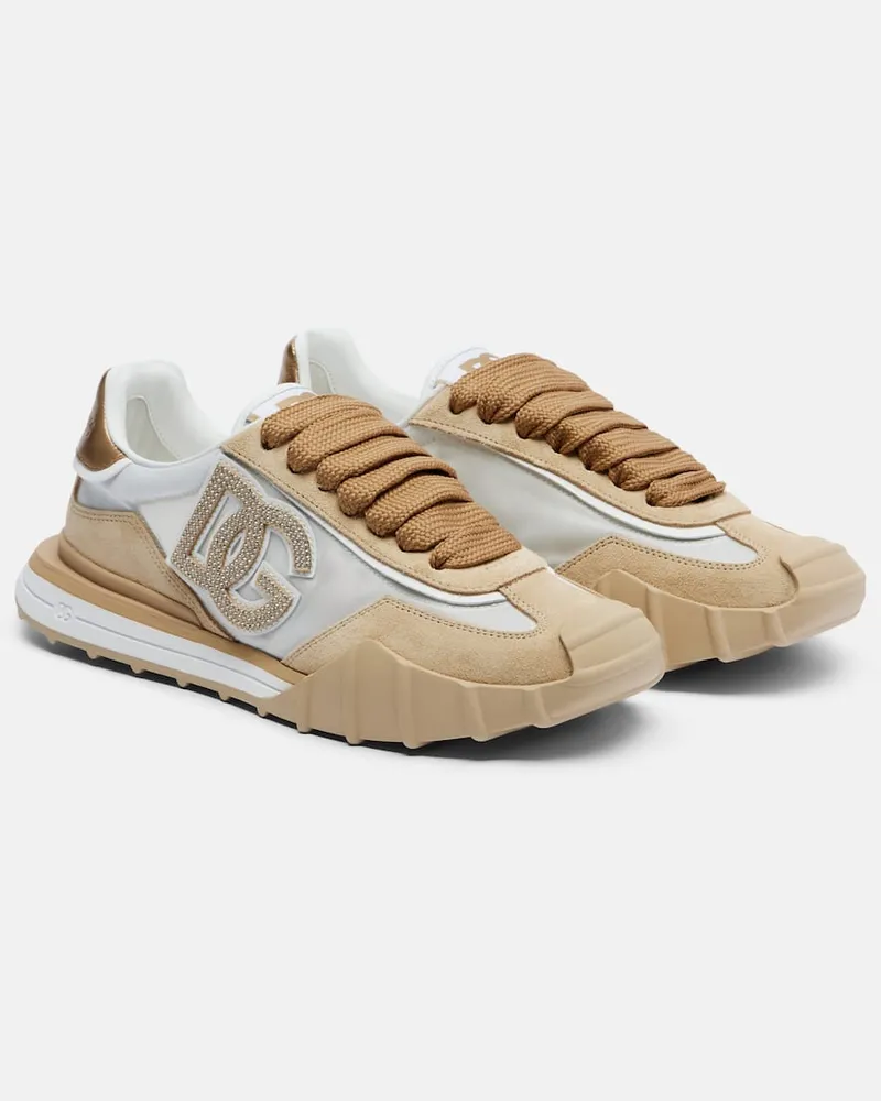 Dolce & Gabbana Sneakers DG Athletic in suede con pelle Beige