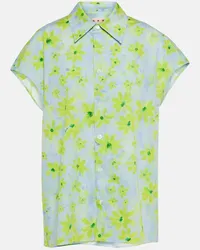 Marni Camicia in cotone con stampa floreale Verde