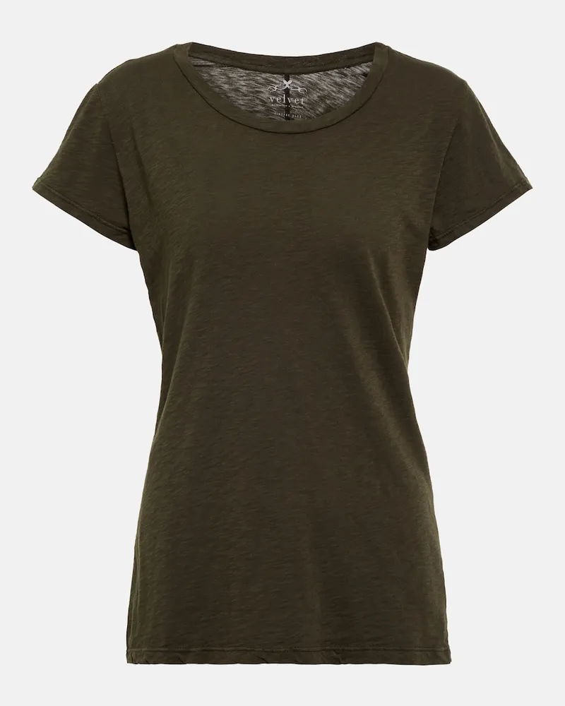 Velvet T-shirt Odelia in jersey di cotone Verde