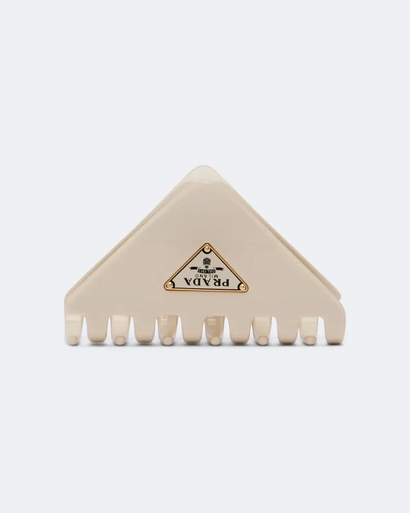 Prada Fermaglio per capelli con logo Bianco