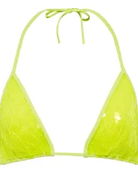 David Koma Top bikini a triangolo con paillettes Giallo