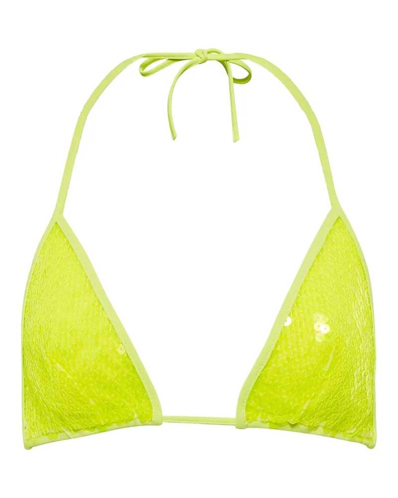 David Koma Top bikini a triangolo con paillettes Giallo
