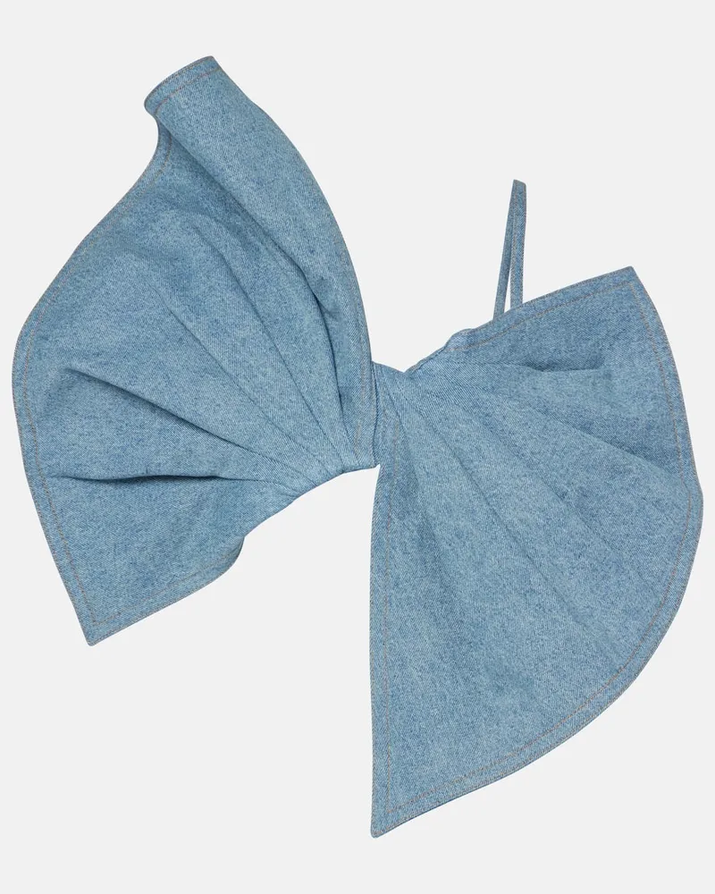 Nina Ricci Top di jeans con fiocco Blu