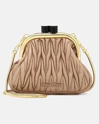 Miu Miu Clutch Miu Belle Mini in pelle matelassé Beige