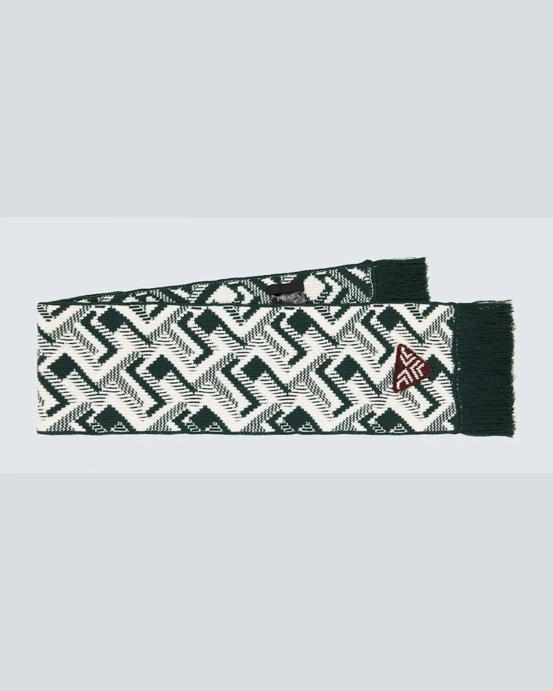 Prada Sciarpa in lana e cashmere jacquard Verde
