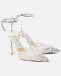 Jimmy Choo Pumps Saeda 100 in raso con decorazioni Bianco