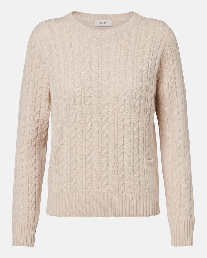 AGNONA Pullover in cashmere a trecce Beige