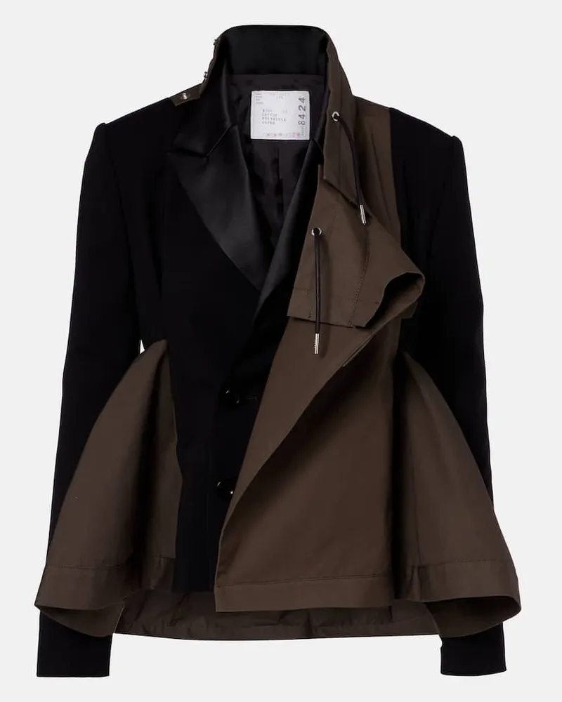 Sacai Giacca blouson con pannelli Verde