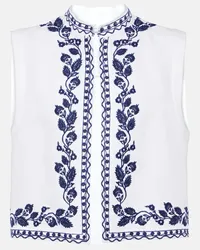 Loro Piana Gilet Dabney in lino con ricamo Bianco