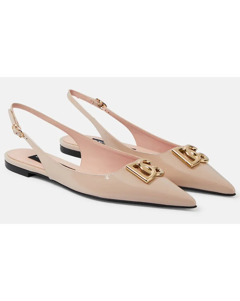 Dolce & Gabbana Ballerine slingback DG in vernice Rosa