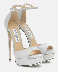 Jimmy Choo Sandali Max 150 in glitter Argento