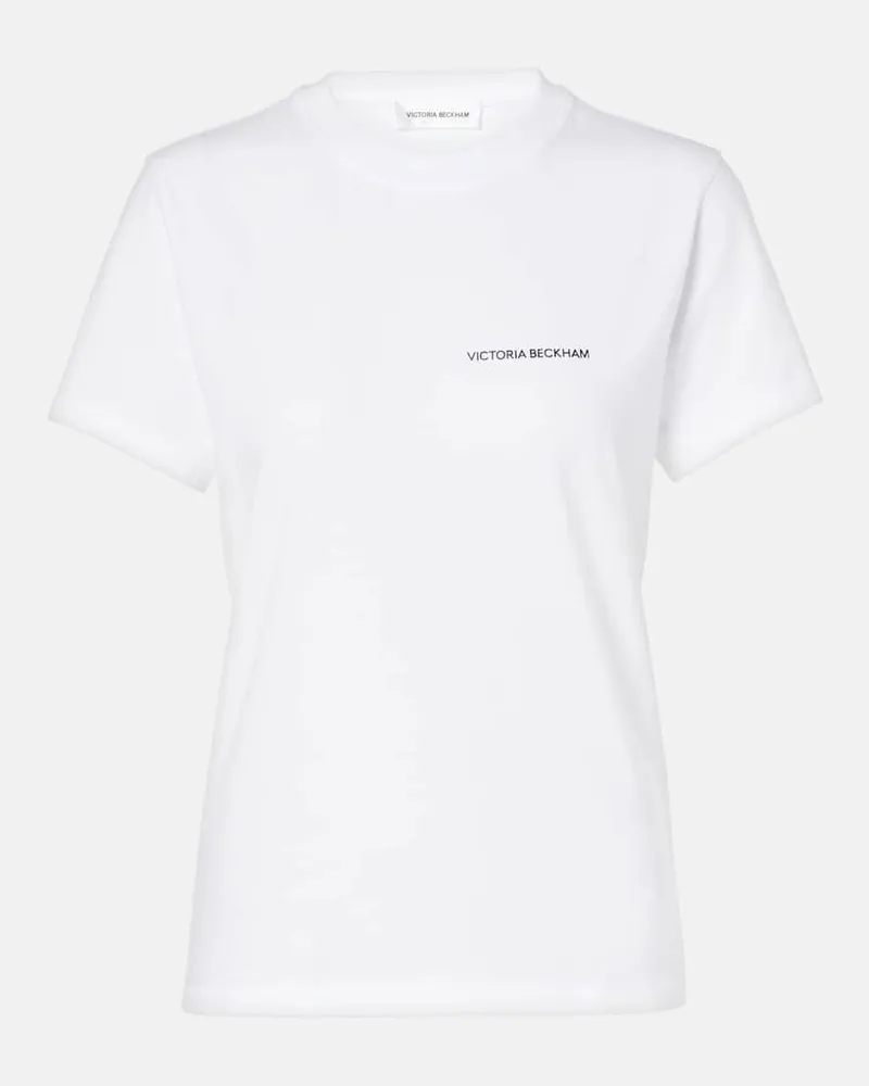 Victoria Beckham T-shirt in jersey di cotone con logo Bianco