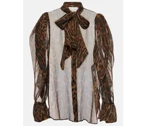 Camicia in seta con stampa leopardata