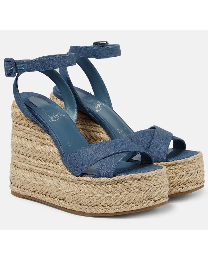 Christian Louboutin Sandali espadrillas Mariza Zeppa in canvas Blu