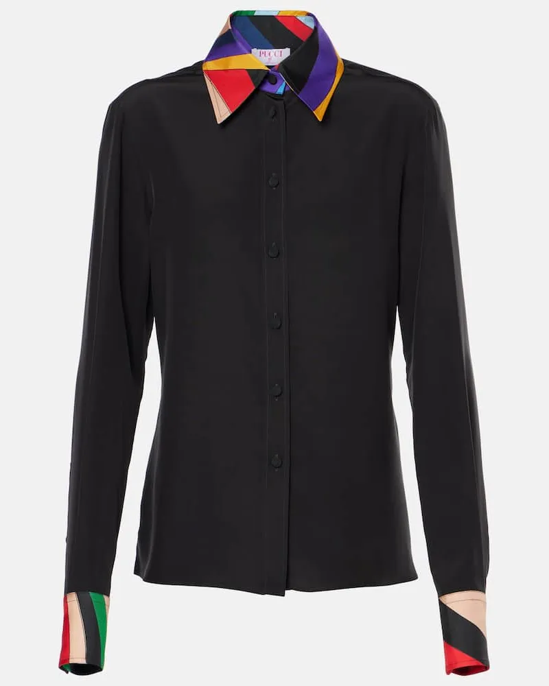 Emilio Pucci Polo in seta crÃªpe de chine Nero
