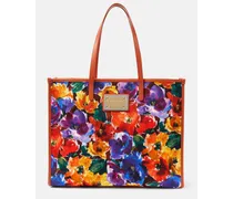 Shopper Large in canvas con stampa floreale