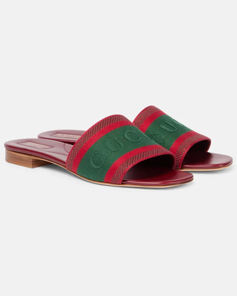 Gucci Sandali Web Stripe Rosso
