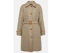 Cappotto in lino, cashmere e lana a quadri
