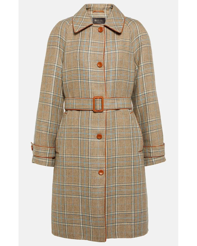 Loro Piana Cappotto in lino, cashmere e lana a quadri Grigio