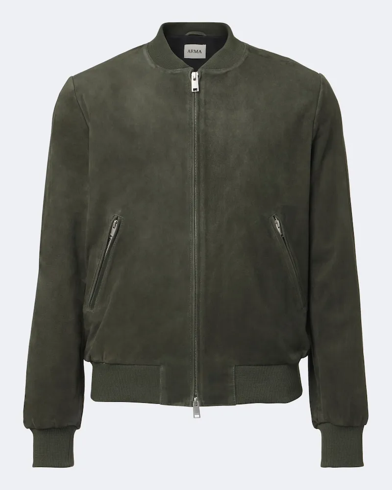 Arma Giacca bomber Didier in suede Verde