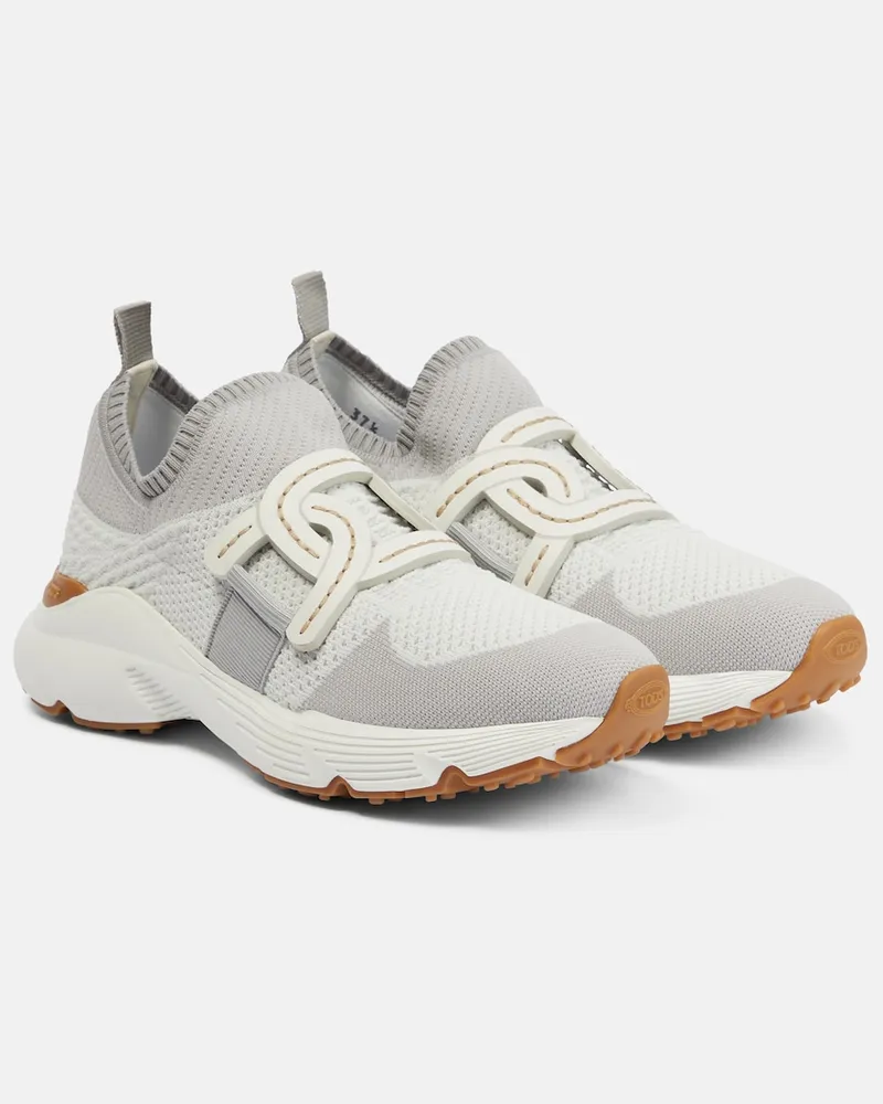 TOD'S Sneakers in maglia con pelle Grigio