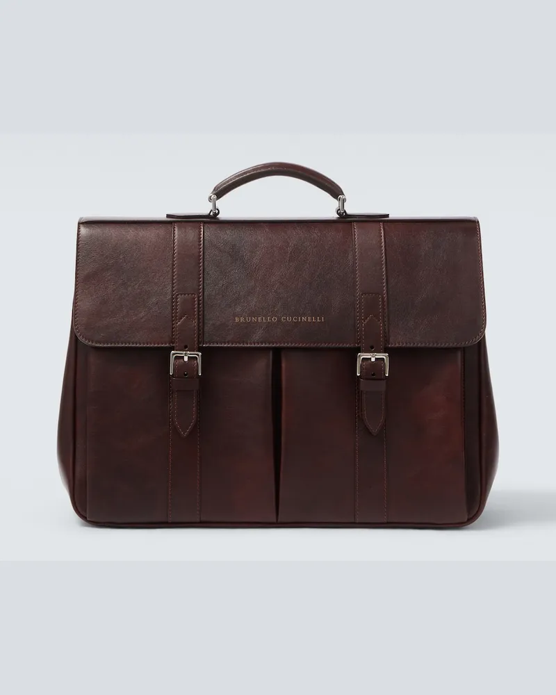 Brunello Cucinelli Borsa portadocumenti in pelle Borgogna