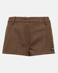 Prada Shorts in lana vergine pied-de-poule Marrone