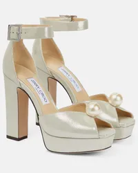 Jimmy Choo Sandali Socorie in suede con plateau Bianco