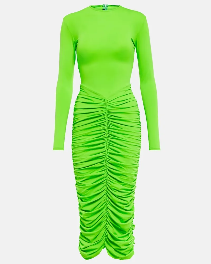 Alex Perry Abito midi Presley con ruches Verde