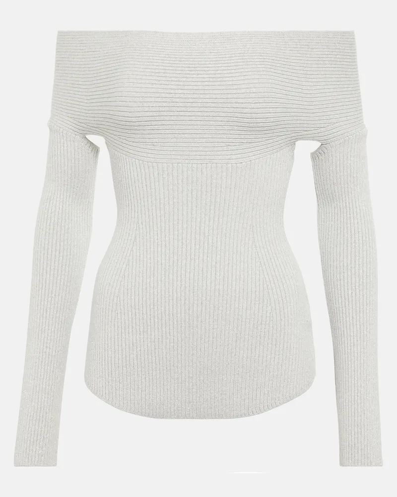 KHAITE Top Salma con scollo bardot Argento