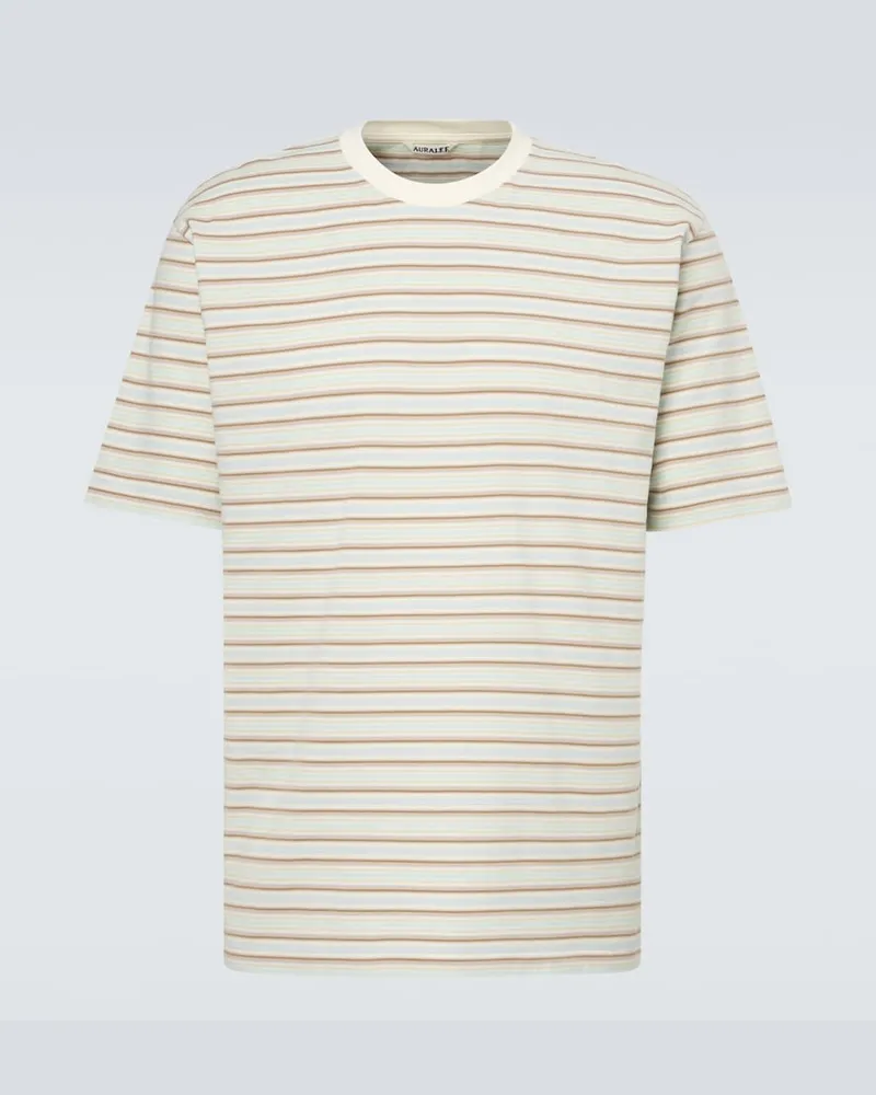 AURALEE T-shirt in jersey di cotone a righe Multicolore