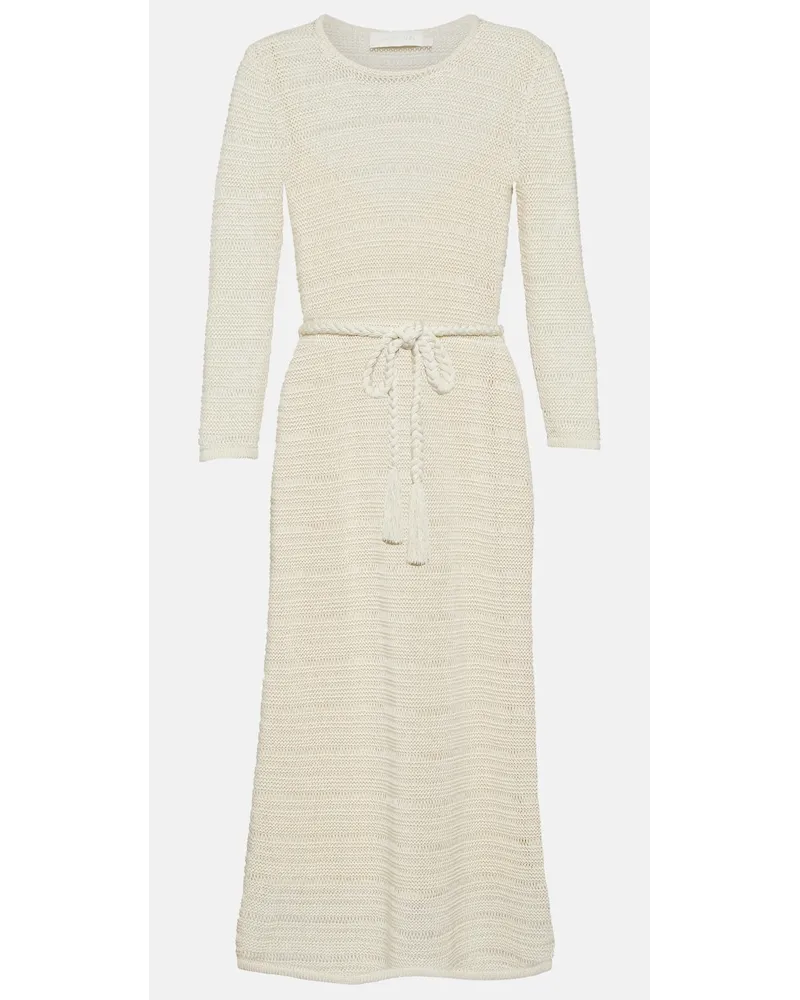 Zimmermann Abito midi Ginger in maglia a coste Bianco